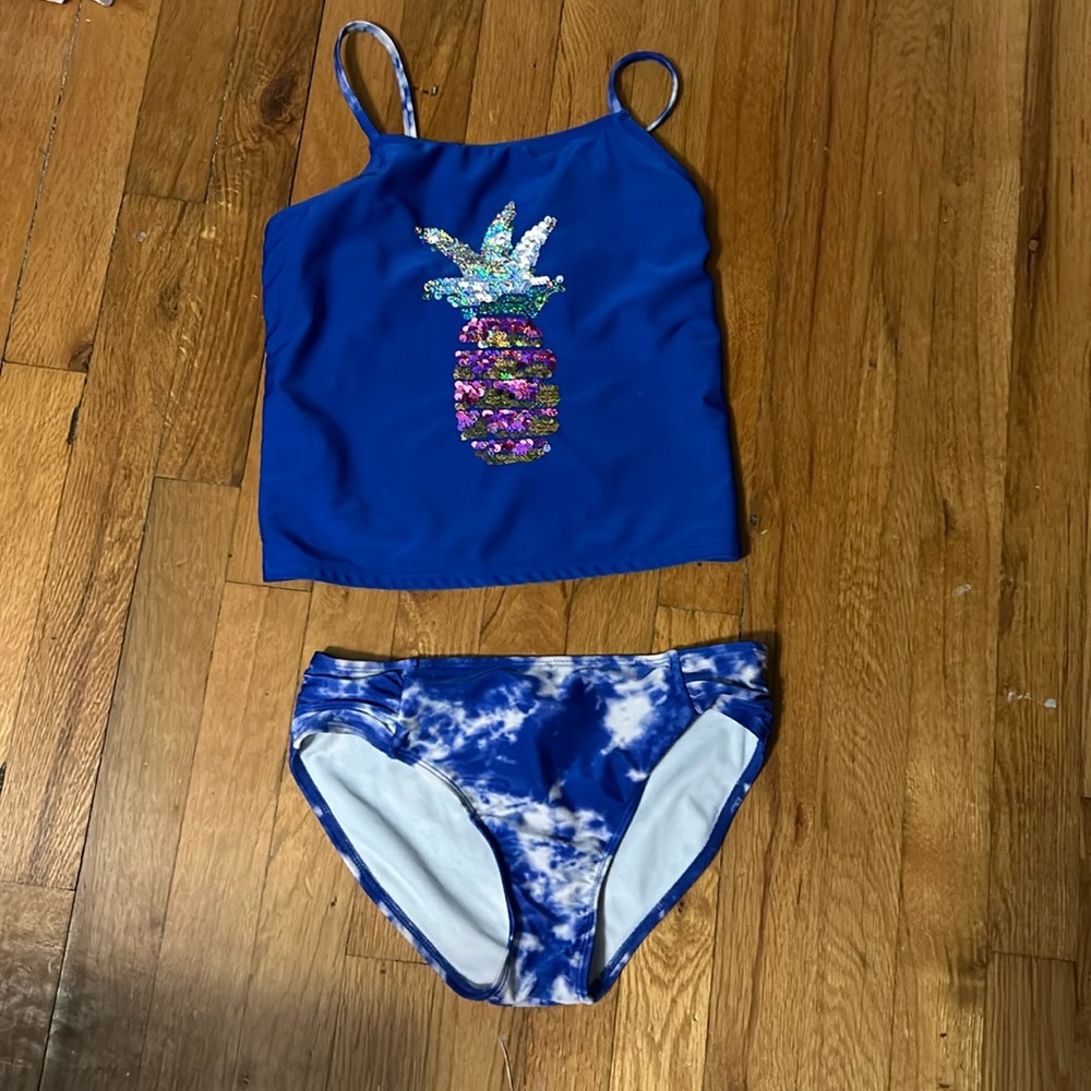 Cat & Jack Blue Tie Dye Two Piece Bathing Suit Size 10/12